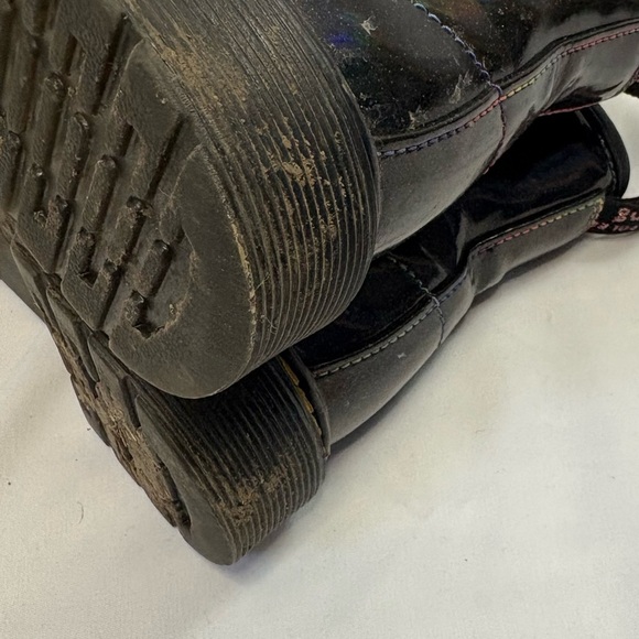 Dr Martens 1460 Sparkle Iridescent Rainbow Black Patent Leather Boots Side Zip - Picture 8 of 12